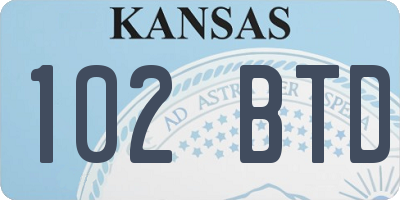 KS license plate 102BTD
