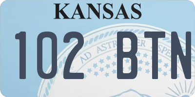 KS license plate 102BTN