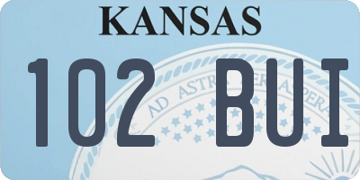 KS license plate 102BUI