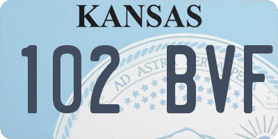 KS license plate 102BVF