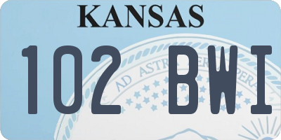 KS license plate 102BWI