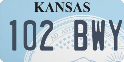 KS license plate 102BWY