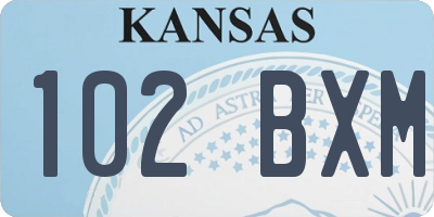 KS license plate 102BXM