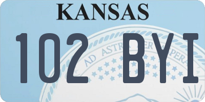 KS license plate 102BYI