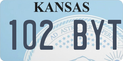KS license plate 102BYT
