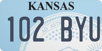 KS license plate 102BYU