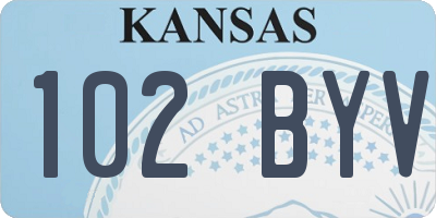 KS license plate 102BYV