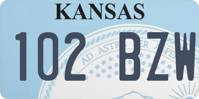 KS license plate 102BZW