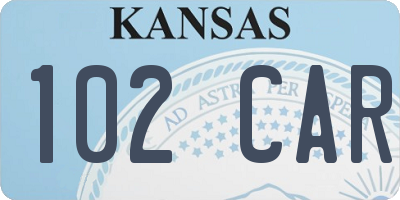 KS license plate 102CAR