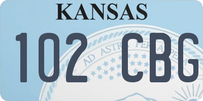 KS license plate 102CBG