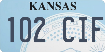 KS license plate 102CIF