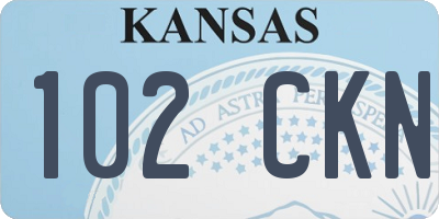 KS license plate 102CKN