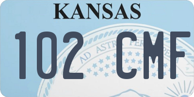 KS license plate 102CMF