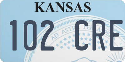 KS license plate 102CRE