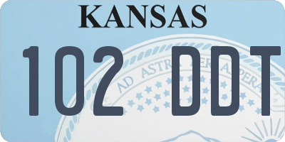 KS license plate 102DDT