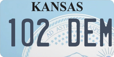 KS license plate 102DEM