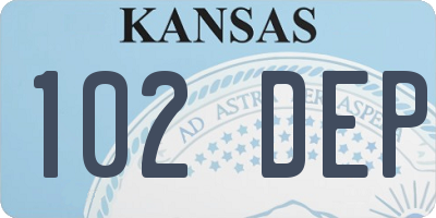 KS license plate 102DEP