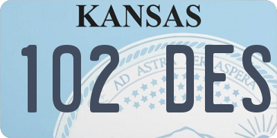 KS license plate 102DES