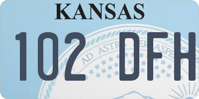 KS license plate 102DFH