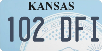 KS license plate 102DFI