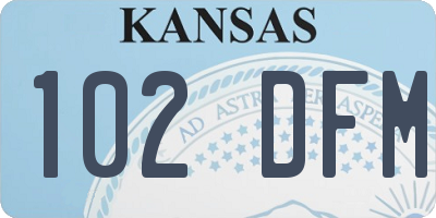 KS license plate 102DFM