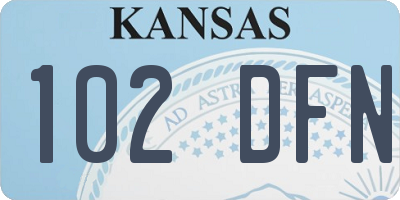KS license plate 102DFN