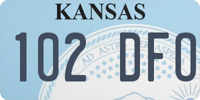 KS license plate 102DFO