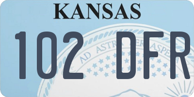 KS license plate 102DFR