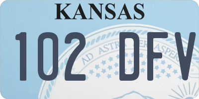 KS license plate 102DFV