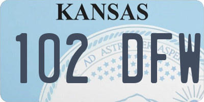 KS license plate 102DFW