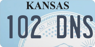 KS license plate 102DNS