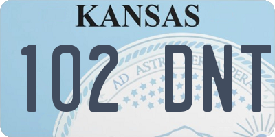 KS license plate 102DNT