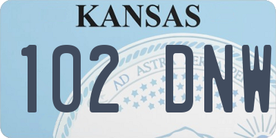 KS license plate 102DNW