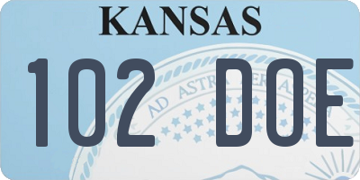 KS license plate 102DOE