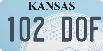 KS license plate 102DOF