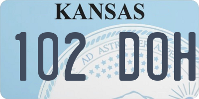 KS license plate 102DOH