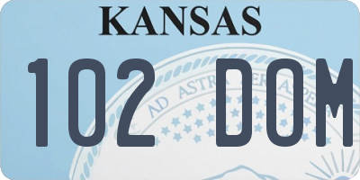 KS license plate 102DOM