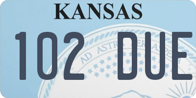KS license plate 102DUE