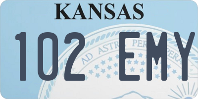 KS license plate 102EMY
