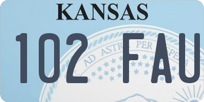 KS license plate 102FAU