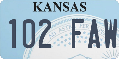 KS license plate 102FAW