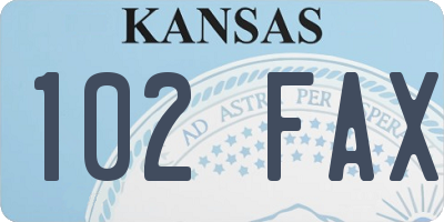 KS license plate 102FAX