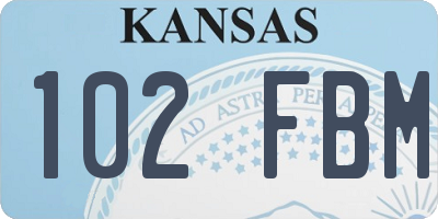 KS license plate 102FBM