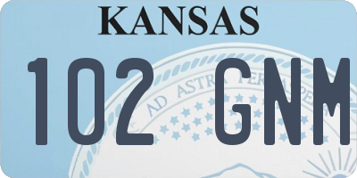 KS license plate 102GNM