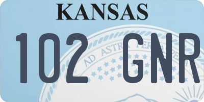 KS license plate 102GNR