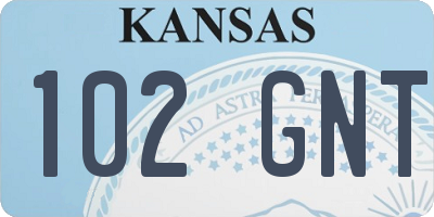 KS license plate 102GNT