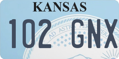 KS license plate 102GNX