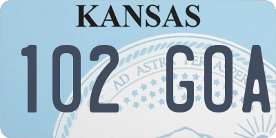 KS license plate 102GOA