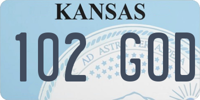KS license plate 102GOD