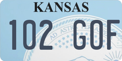 KS license plate 102GOF